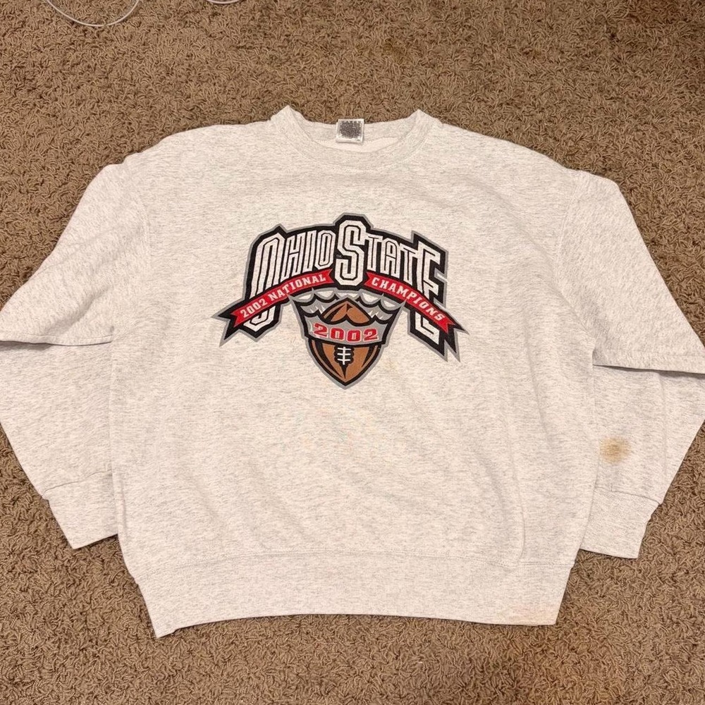 Vintage Fruit of the Loom Ohio State 2002 National Champions Crewneck XL Grey